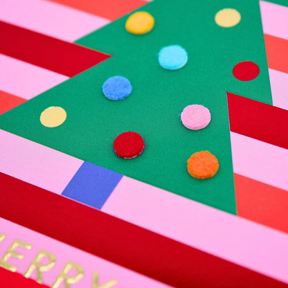 Box Of 4 Luxury Christmas Cards Xmas Tree Hand-Finished Fir & Felt Range