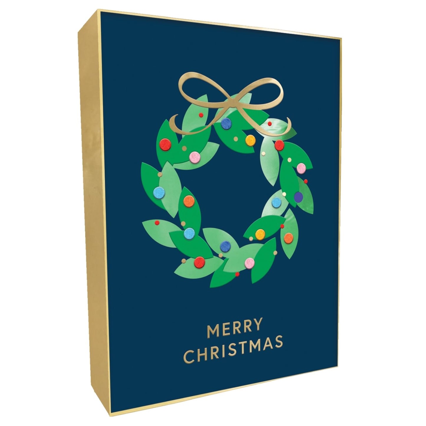 Box Of 4 Luxury Christmas Cards Festive Wreath Hand-Finished Fir & Felt Range
