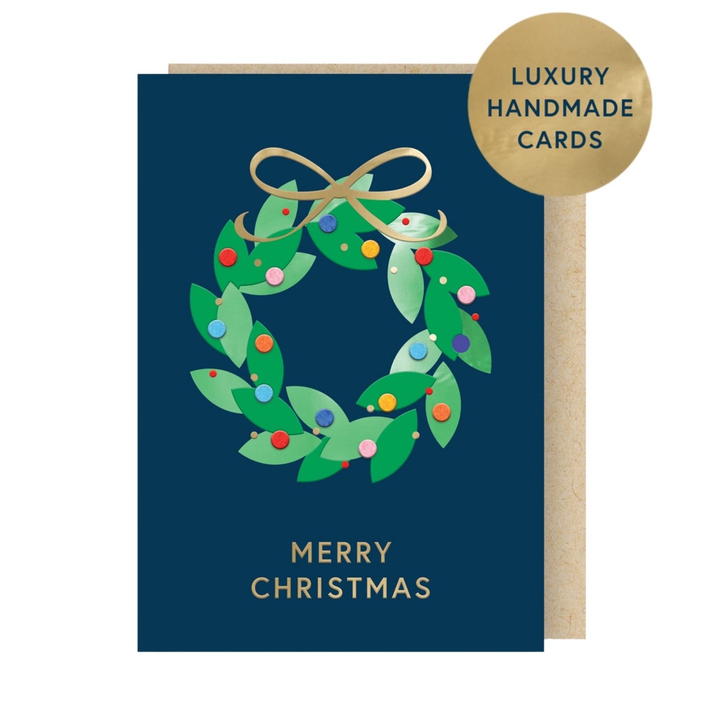 Box Of 4 Luxury Christmas Cards Festive Wreath Hand-Finished Fir & Felt Range