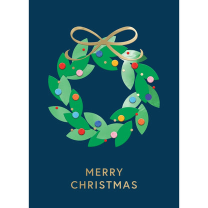 Hand-Finished Christmas Card Festive Wreath Luxury Fir & Felt Range