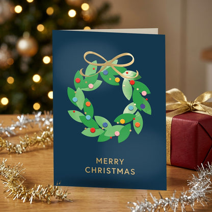 Hand-Finished Christmas Card Festive Wreath Luxury Fir & Felt Range
