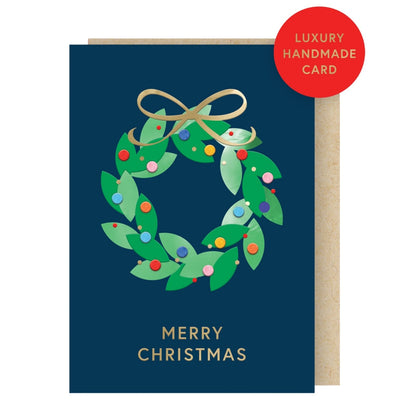 Hand-Finished Christmas Card Festive Wreath Luxury Fir & Felt Range