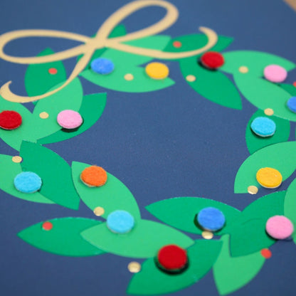 Hand-Finished Christmas Card Festive Wreath Luxury Fir & Felt Range