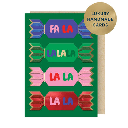Box Of 4 Luxury Christmas Cards Fa La La Crackers Hand-Finished Fir & Felt Range