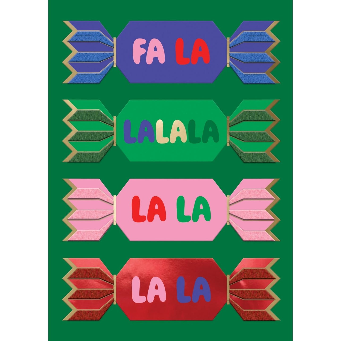 Hand-Finished Christmas Card Fa La La Crackers Luxury Fir & Felt Range