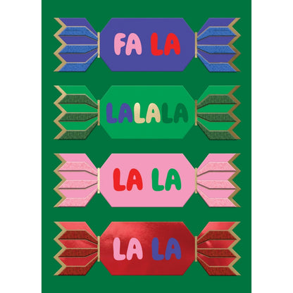Hand-Finished Christmas Card Fa La La Crackers Luxury Fir & Felt Range