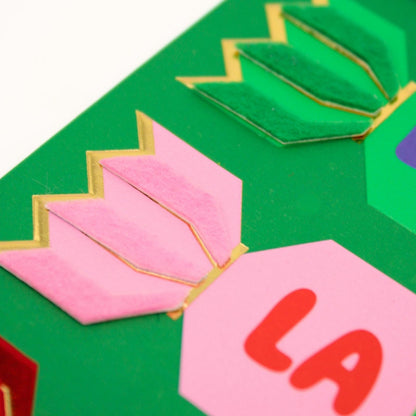 Hand-Finished Christmas Card Fa La La Crackers Luxury Fir & Felt Range
