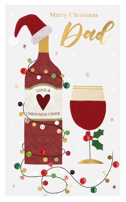 Merry Christmas Dad Felt-Tastic Red Wine Hand-Finished Christmas Greeting Card
