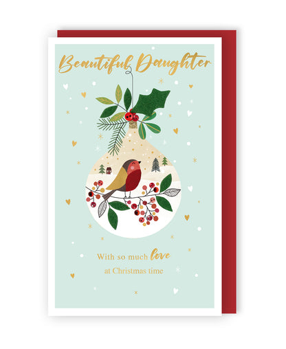 Beautiful Daughter Felt-Tastic Bauble Hand-Finished Christmas Greeting Card