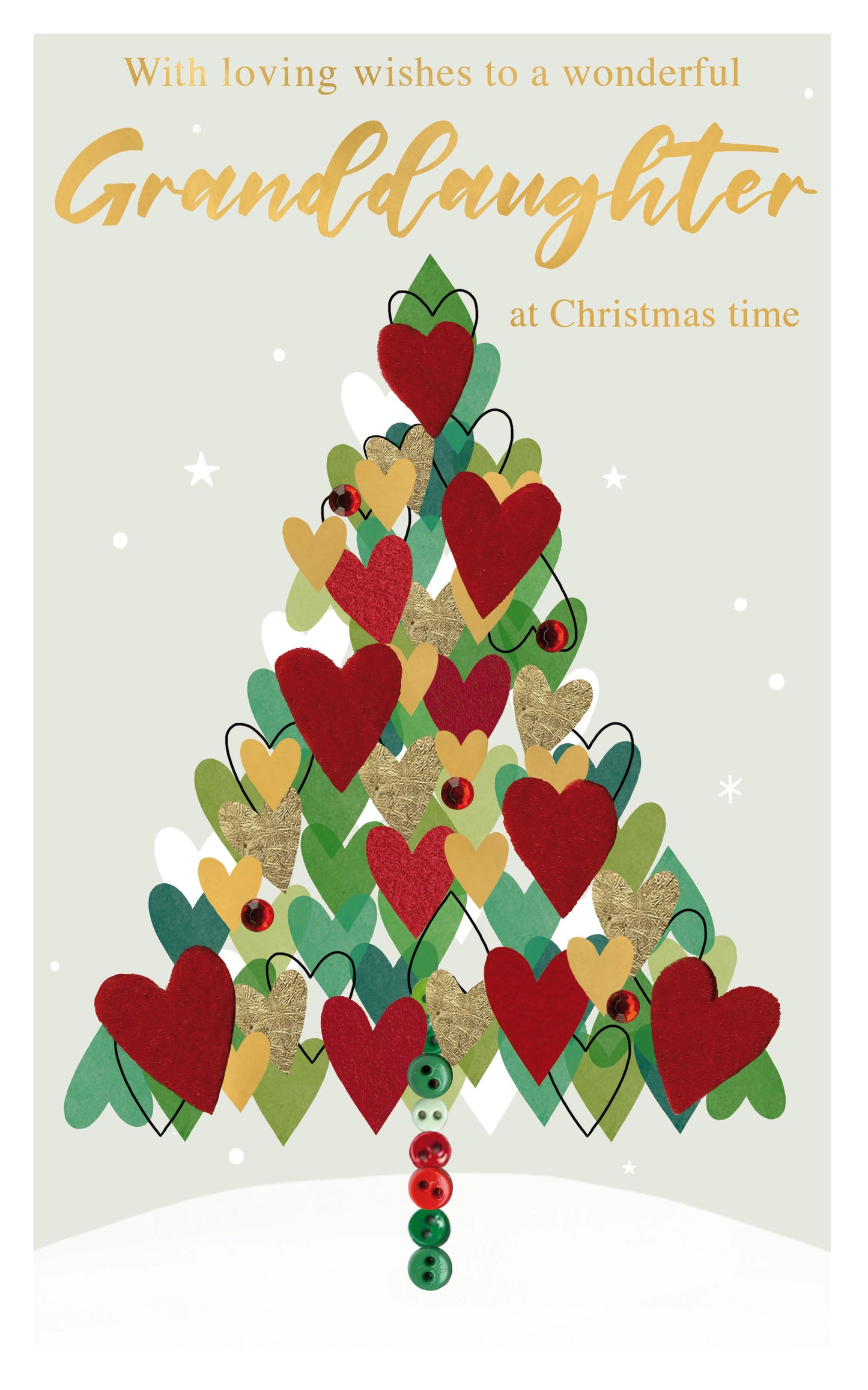 Granddaughter Felt-Tastic Tree Of Hearts Hand-Finished Christmas Greeting Card