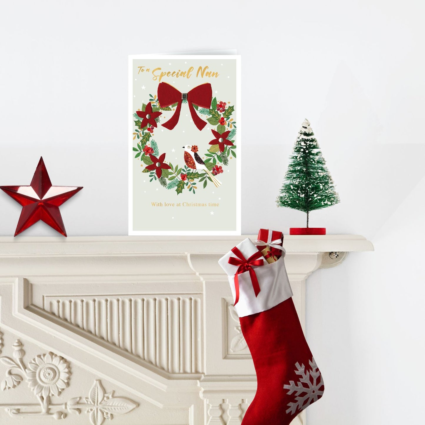 To A Special Nan Felt-Tastic Robin Wreath Hand-Finished Christmas Greeting Card