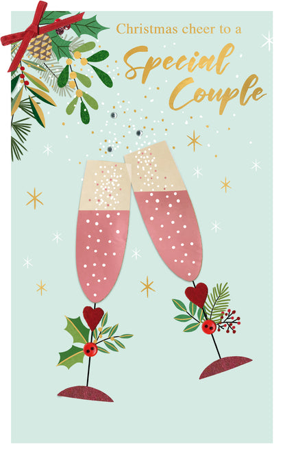 To A Special Couple Felt-Tastic Cheer Hand-Finished Christmas Greeting Card