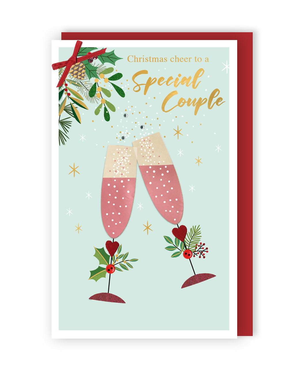 To A Special Couple Felt-Tastic Cheer Hand-Finished Christmas Greeting Card