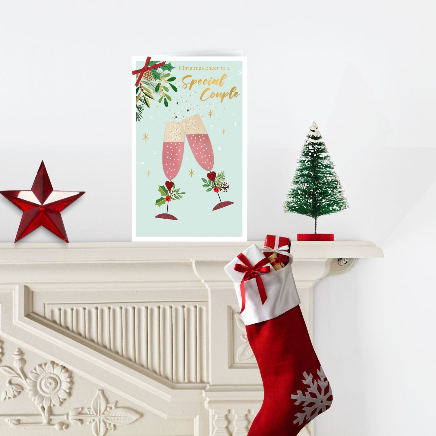 To A Special Couple Felt-Tastic Cheer Hand-Finished Christmas Greeting Card