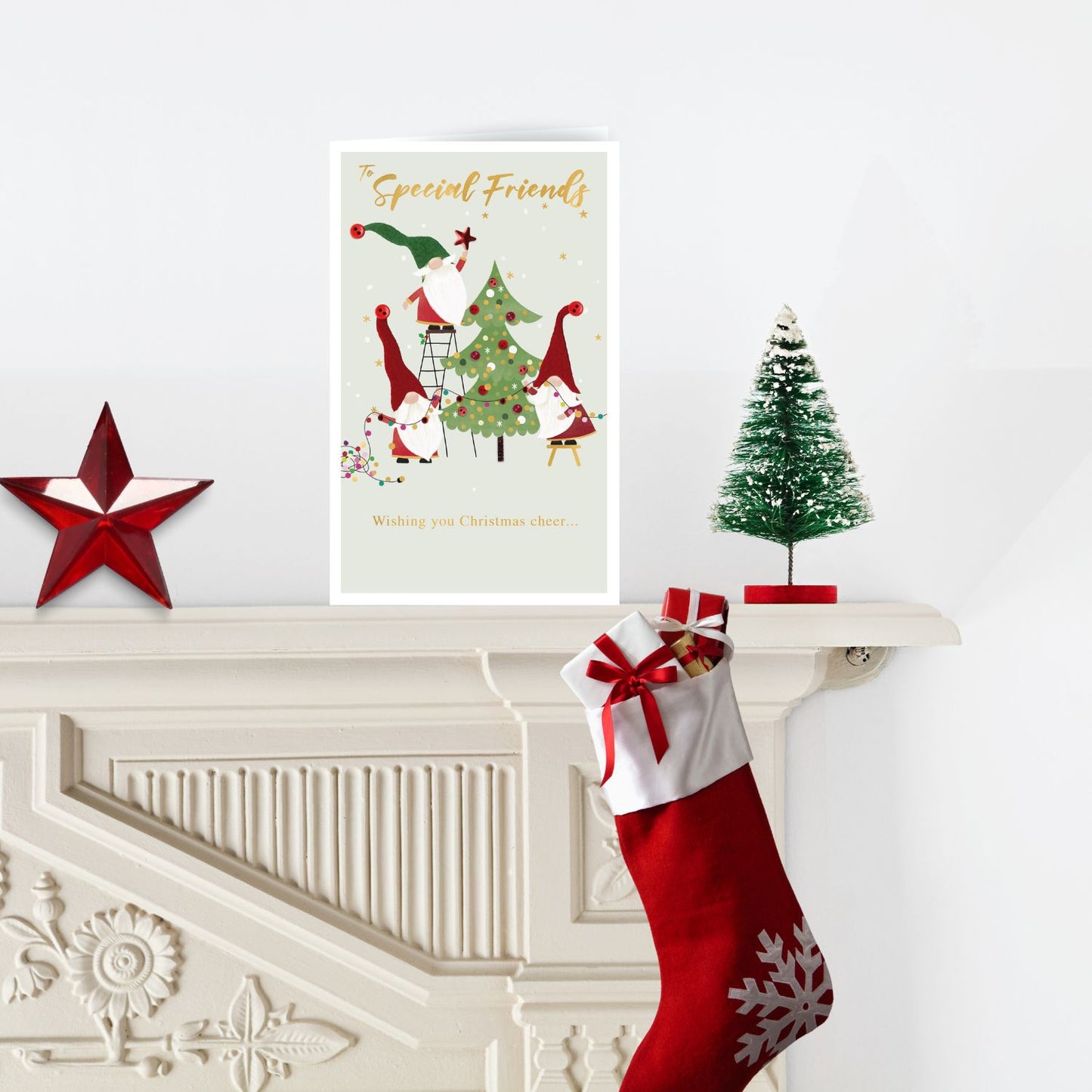 To Special Friends Felt-Tastic Jolly Gonks Hand-Finished Christmas Greeting Card