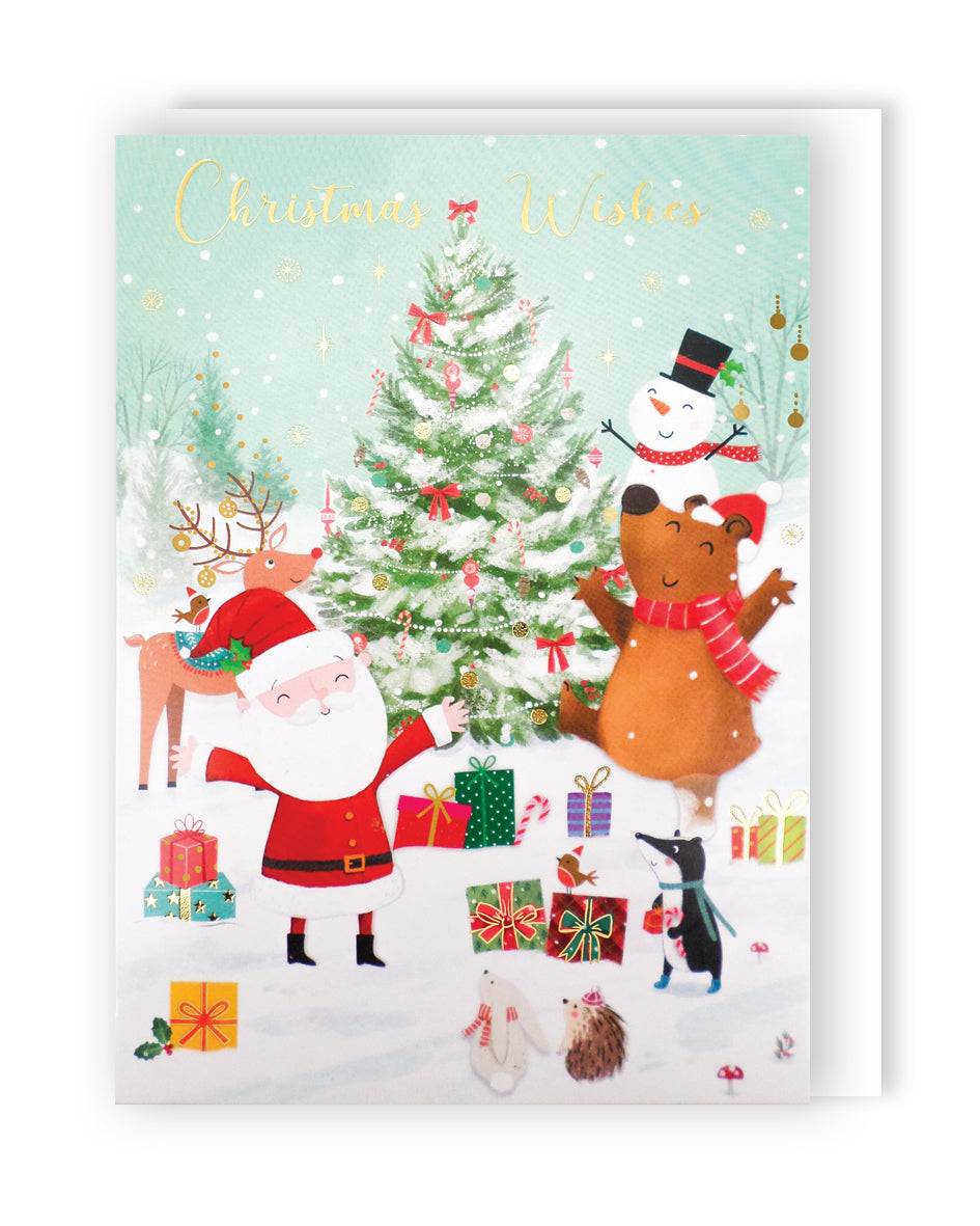 Surprise 3D Pop Out Santa & Animals Christmas Pop Up Greeting Card