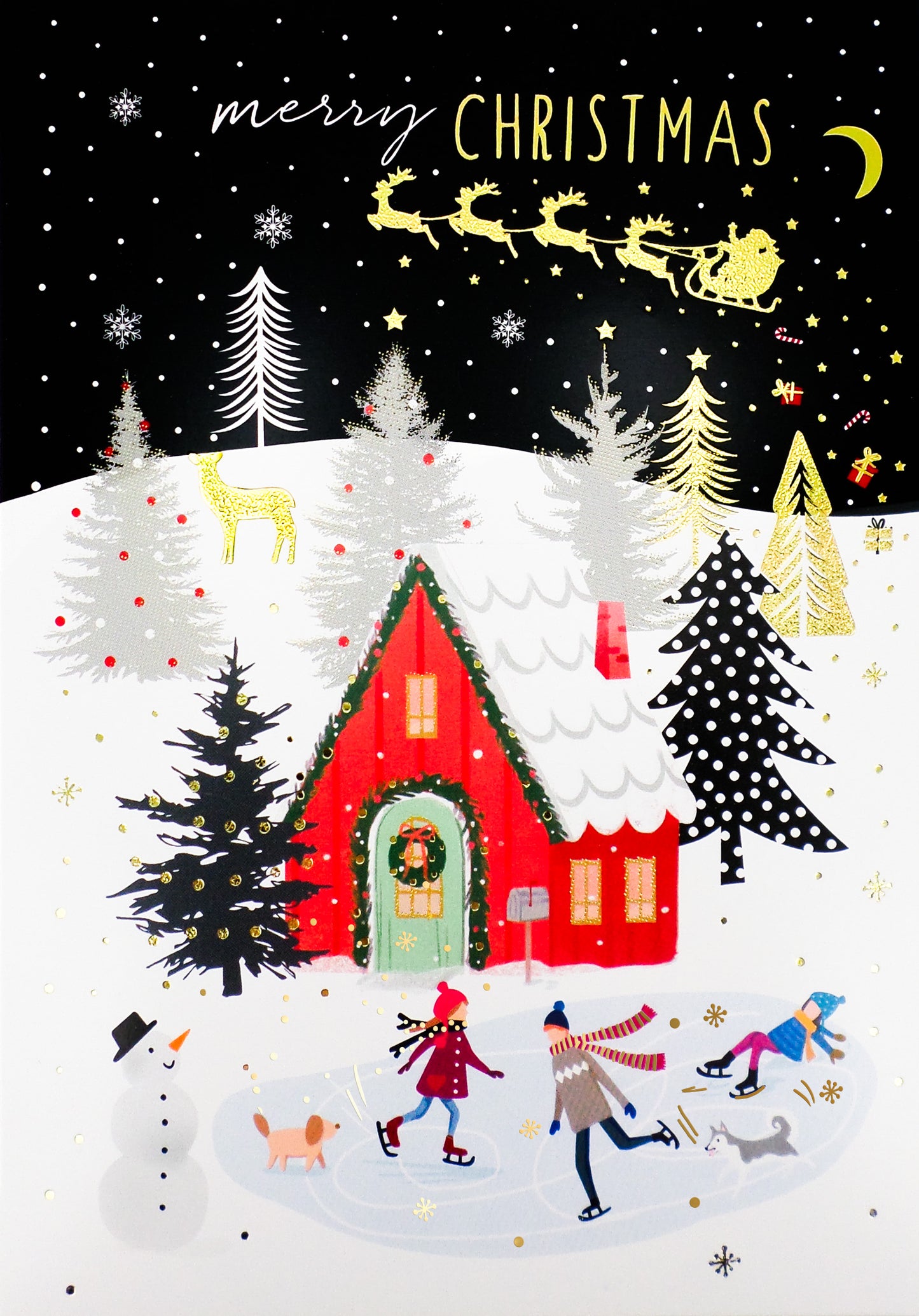 Surprise 3D Pop Out Ice Skaters Fun Christmas Pop Up Greeting Card