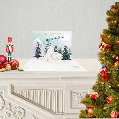 Surprise 3D Pop Out Polar Bears Christmas Pop Up Greeting Card