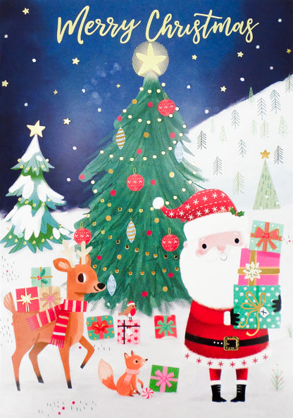 Surprise 3D Pop Out Santa, Reindeer & Fox Christmas Pop Up Greeting Card