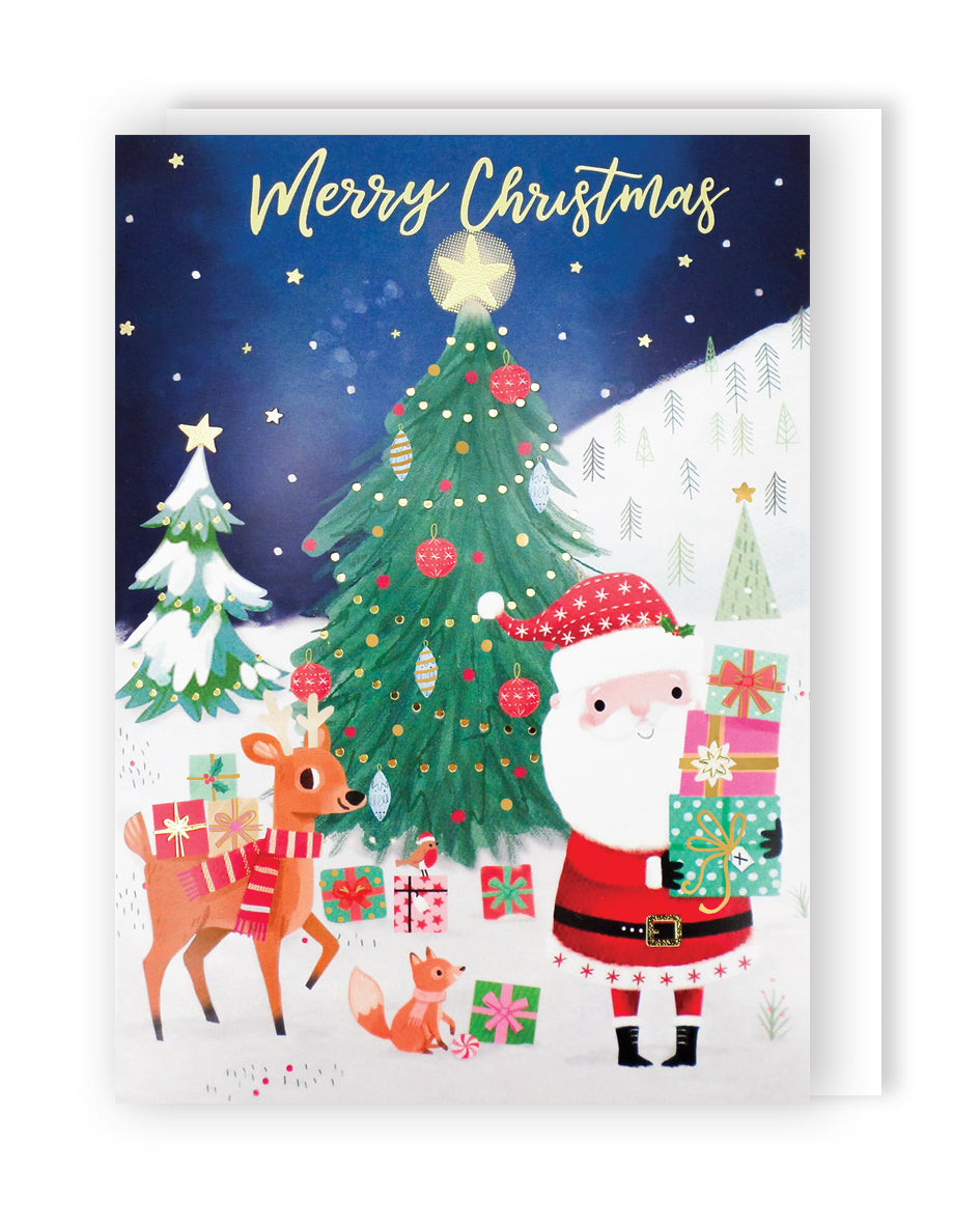 Surprise 3D Pop Out Santa, Reindeer & Fox Christmas Pop Up Greeting Card