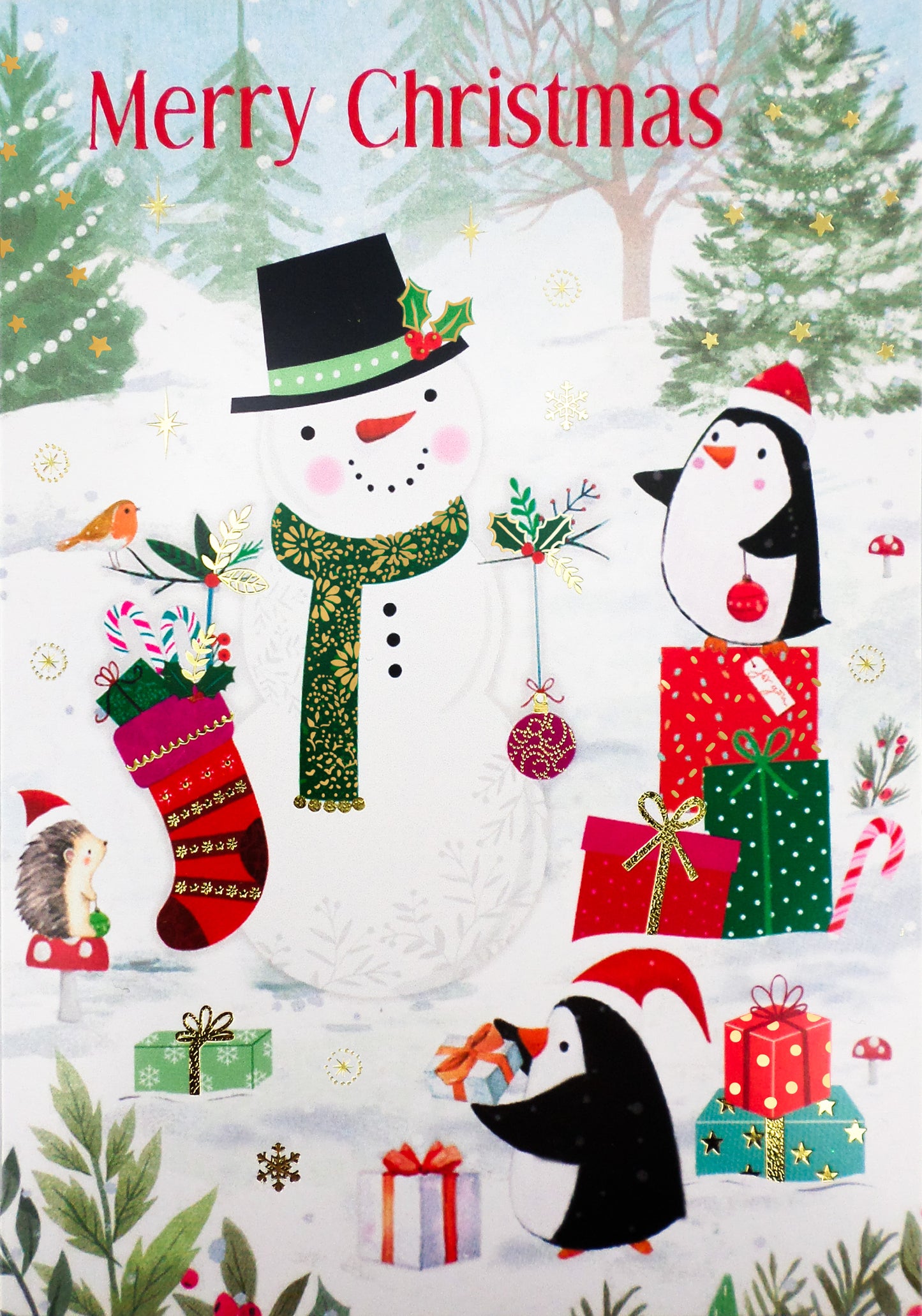 Surprise 3D Pop Out Snowman & Penguins Christmas Pop Up Greeting Card