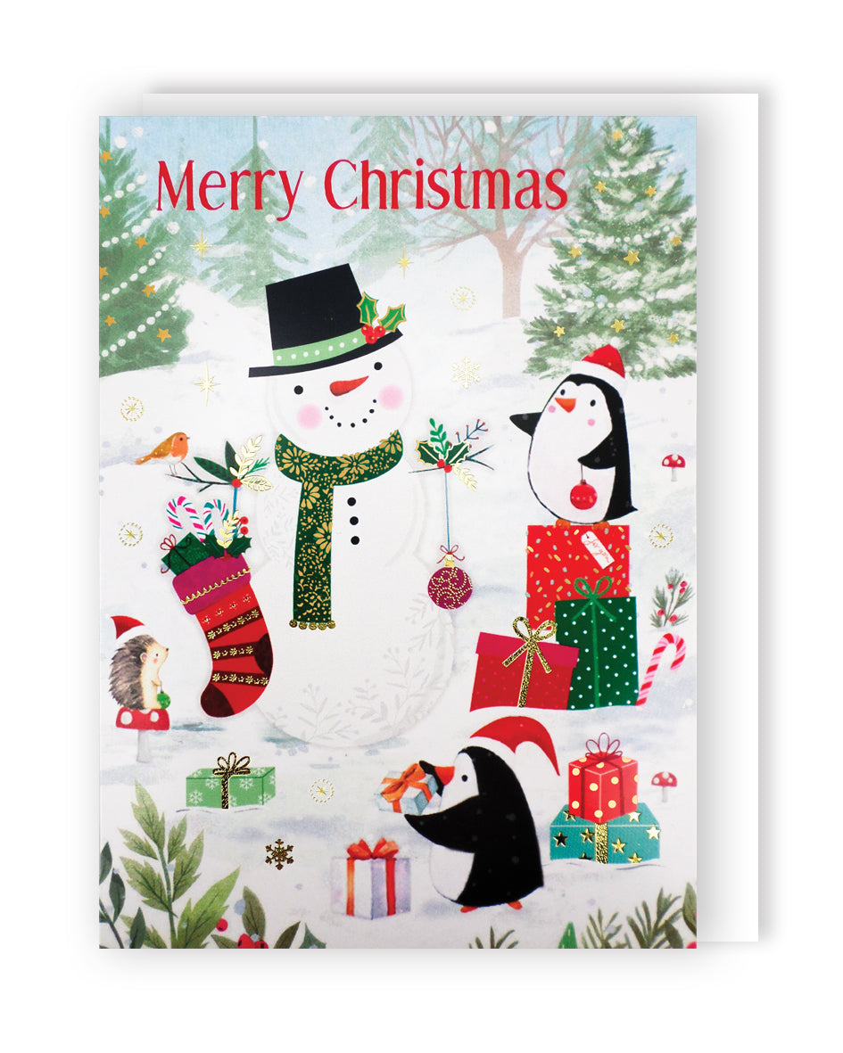 Surprise 3D Pop Out Snowman & Penguins Christmas Pop Up Greeting Card