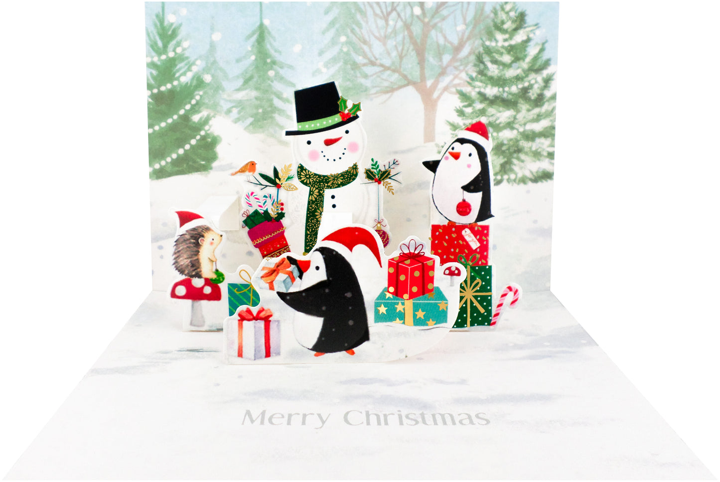Surprise 3D Pop Out Snowman & Penguins Christmas Pop Up Greeting Card