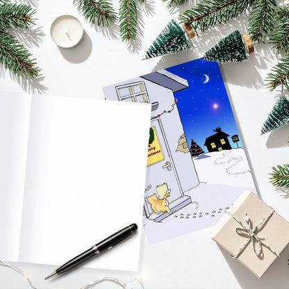 Twizler Humour Christmas Card Cat The Pub Funny Xmas Greeting Blank Inside