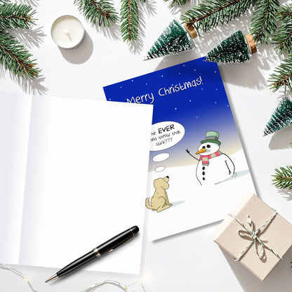 Twizler Humour Christmas Card Snowman Stick Dog Funny Xmas Greeting Blank Inside