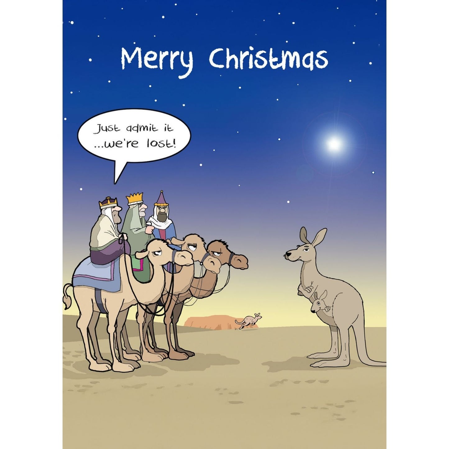 Twizler Humour Christmas Card Lost Three Kings Kangaroo Funny Xmas Greeting Blank Inside