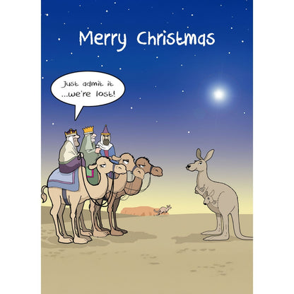 Twizler Humour Christmas Card Lost Three Kings Kangaroo Funny Xmas Greeting Blank Inside