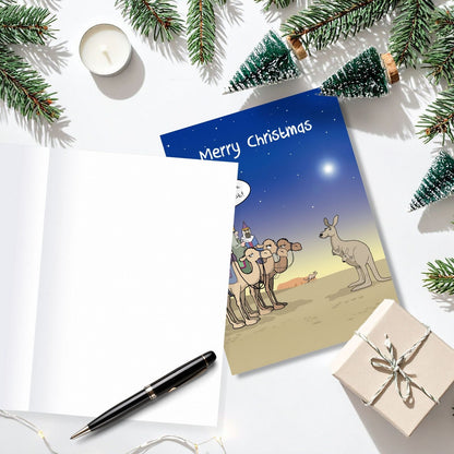 Twizler Humour Christmas Card Lost Three Kings Kangaroo Funny Xmas Greeting Blank Inside