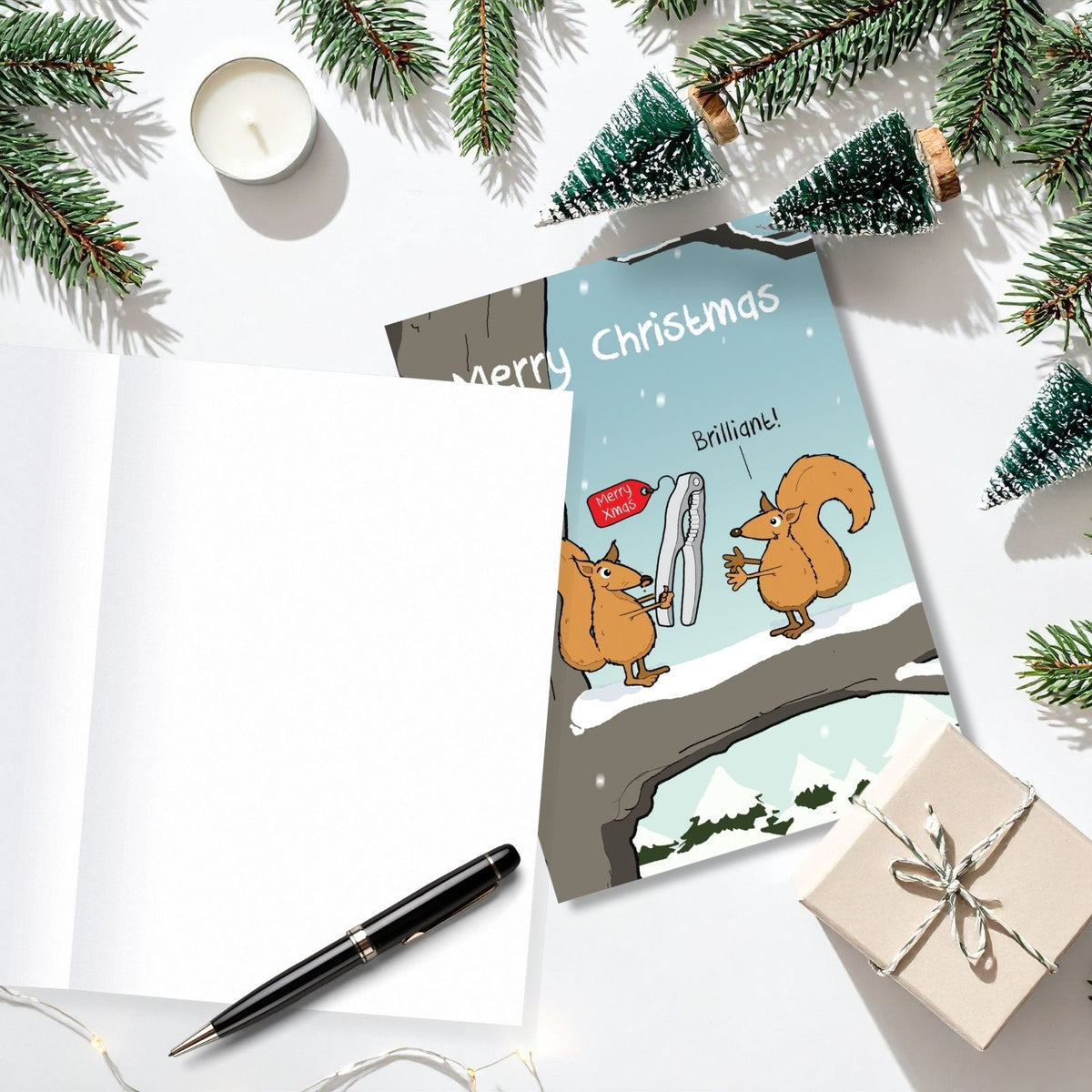 Twizler Humour Christmas Card Squirrel & Nuts  Funny Xmas Greeting Blank Inside