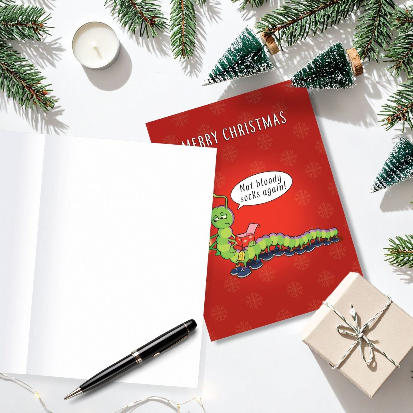 Twizler Humour Christmas Card Socks Again Funny Xmas Greeting Blank Inside