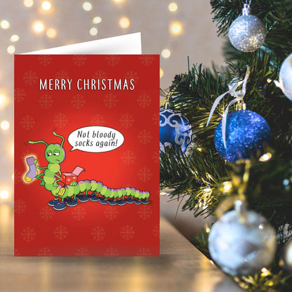 Twizler Humour Christmas Card Socks Again Funny Xmas Greeting Blank Inside