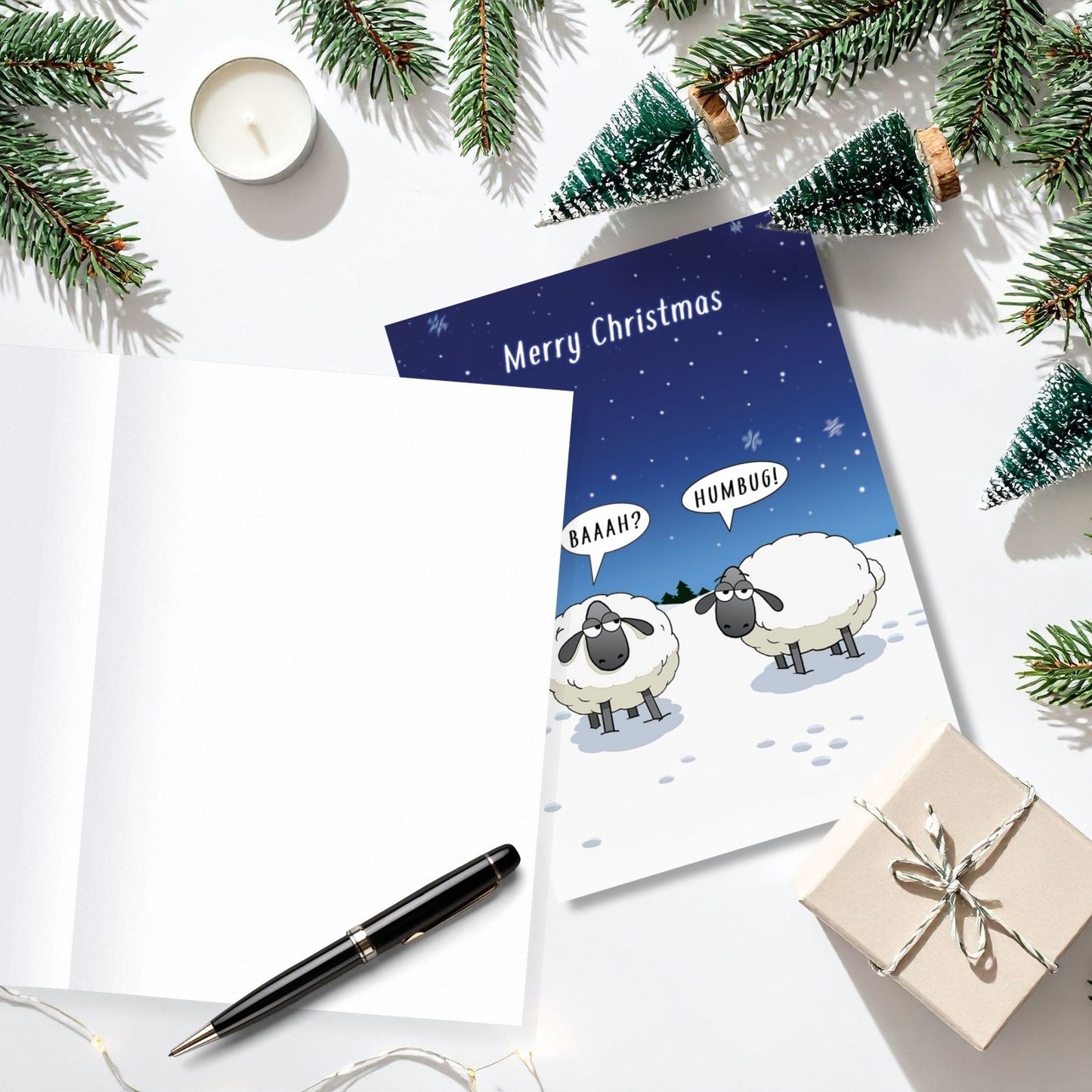 Twizler Humour Christmas Card Baah Humbug Sheep Funny Xmas Greeting Blank Inside