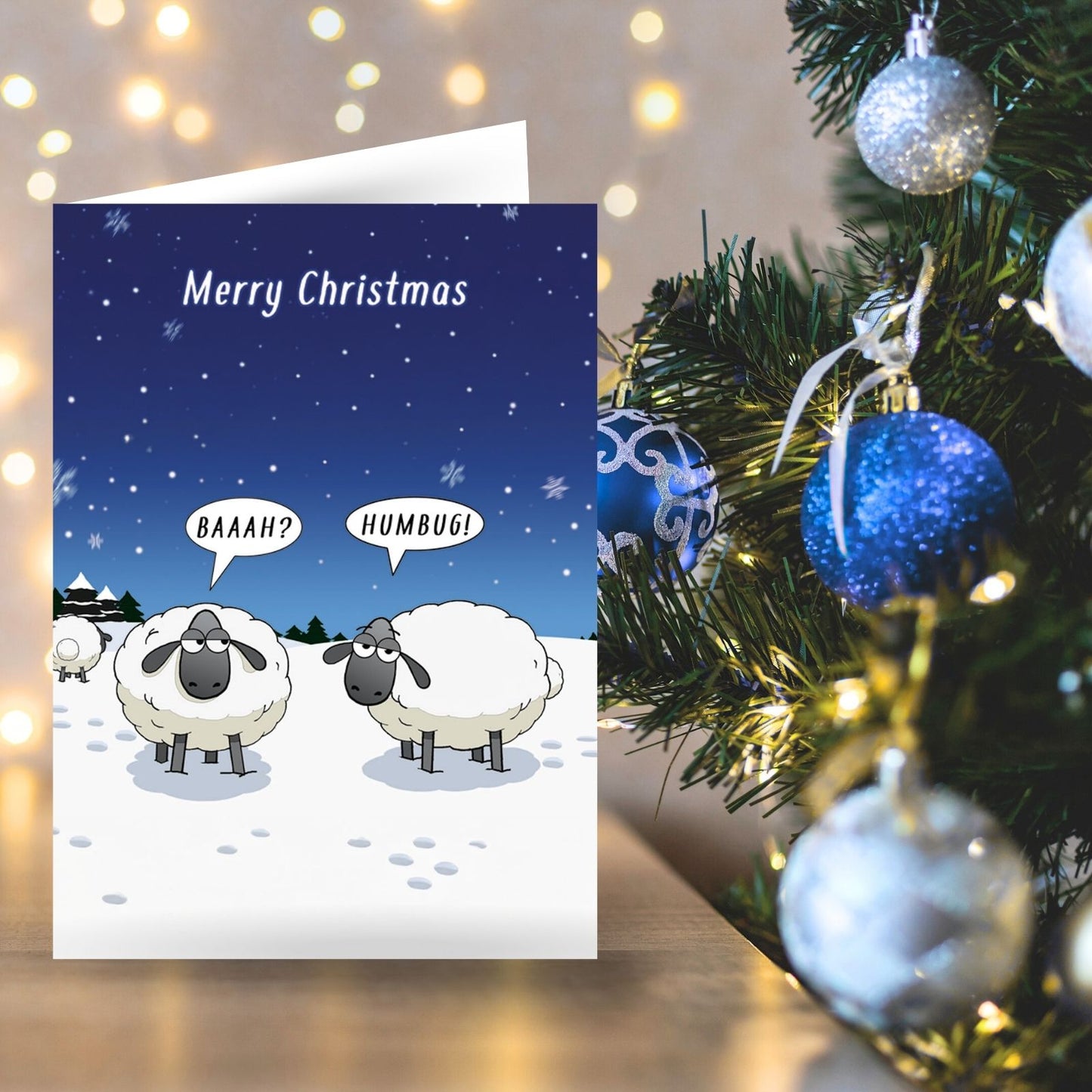 Twizler Humour Christmas Card Baah Humbug Sheep Funny Xmas Greeting Blank Inside