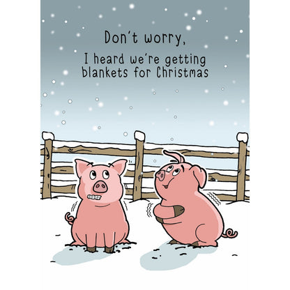 Twizler Humour Christmas Card Pigs In Blankets Funny Xmas Greeting Blank Inside