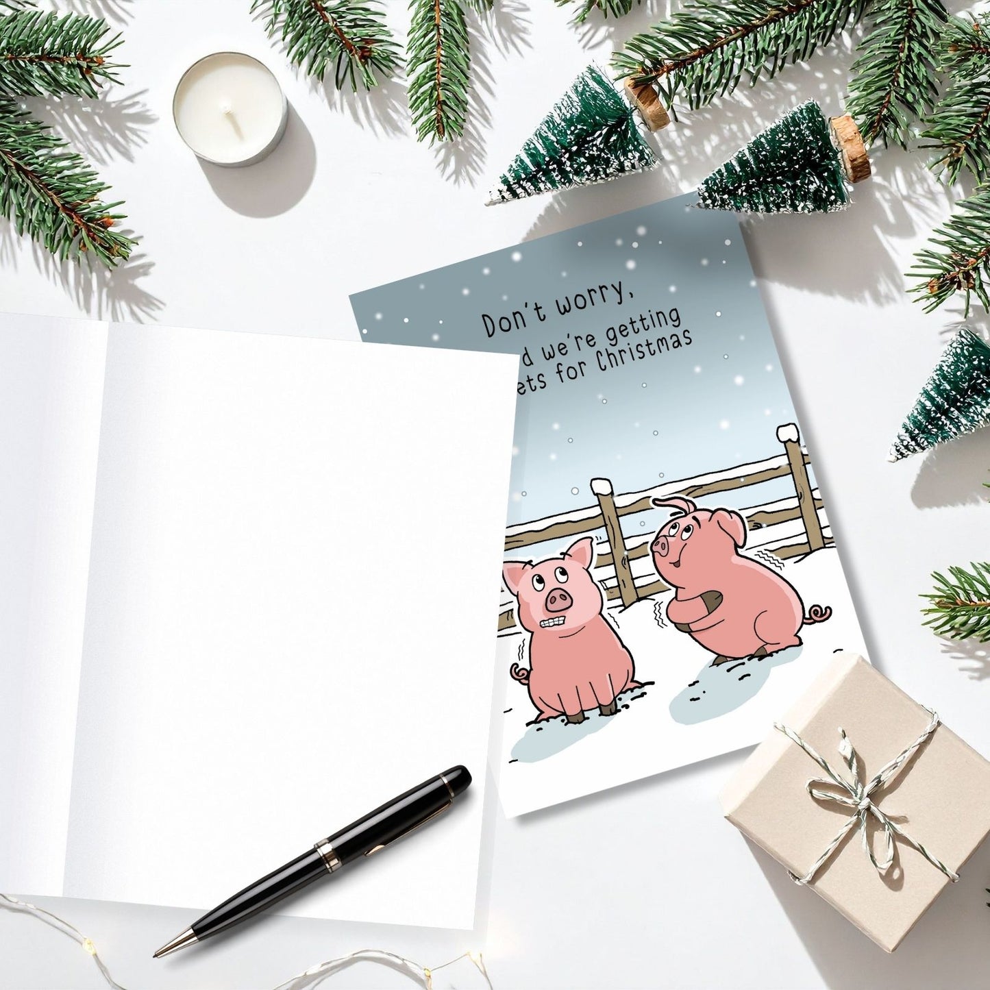 Twizler Humour Christmas Card Pigs In Blankets Funny Xmas Greeting Blank Inside