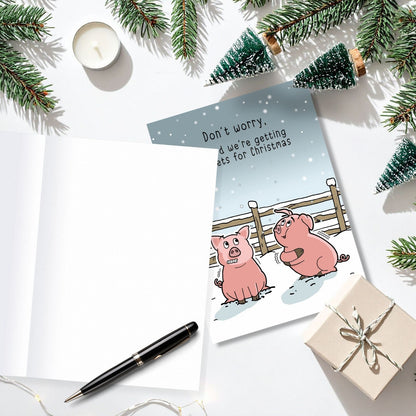 Twizler Humour Christmas Card Pigs In Blankets Funny Xmas Greeting Blank Inside