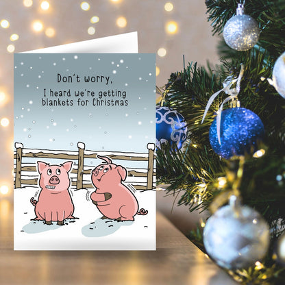 Twizler Humour Christmas Card Pigs In Blankets Funny Xmas Greeting Blank Inside