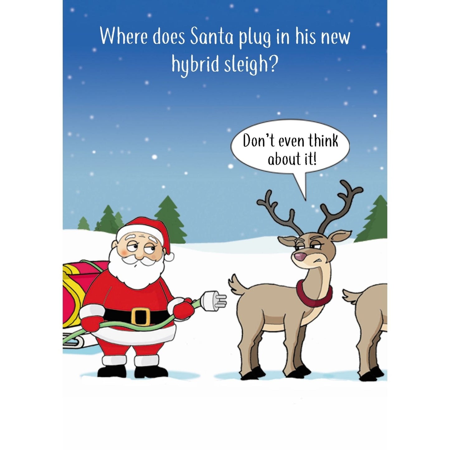 Twizler Humour Christmas Card Hybrid Sleigh Funny Xmas Greeting Blank Inside