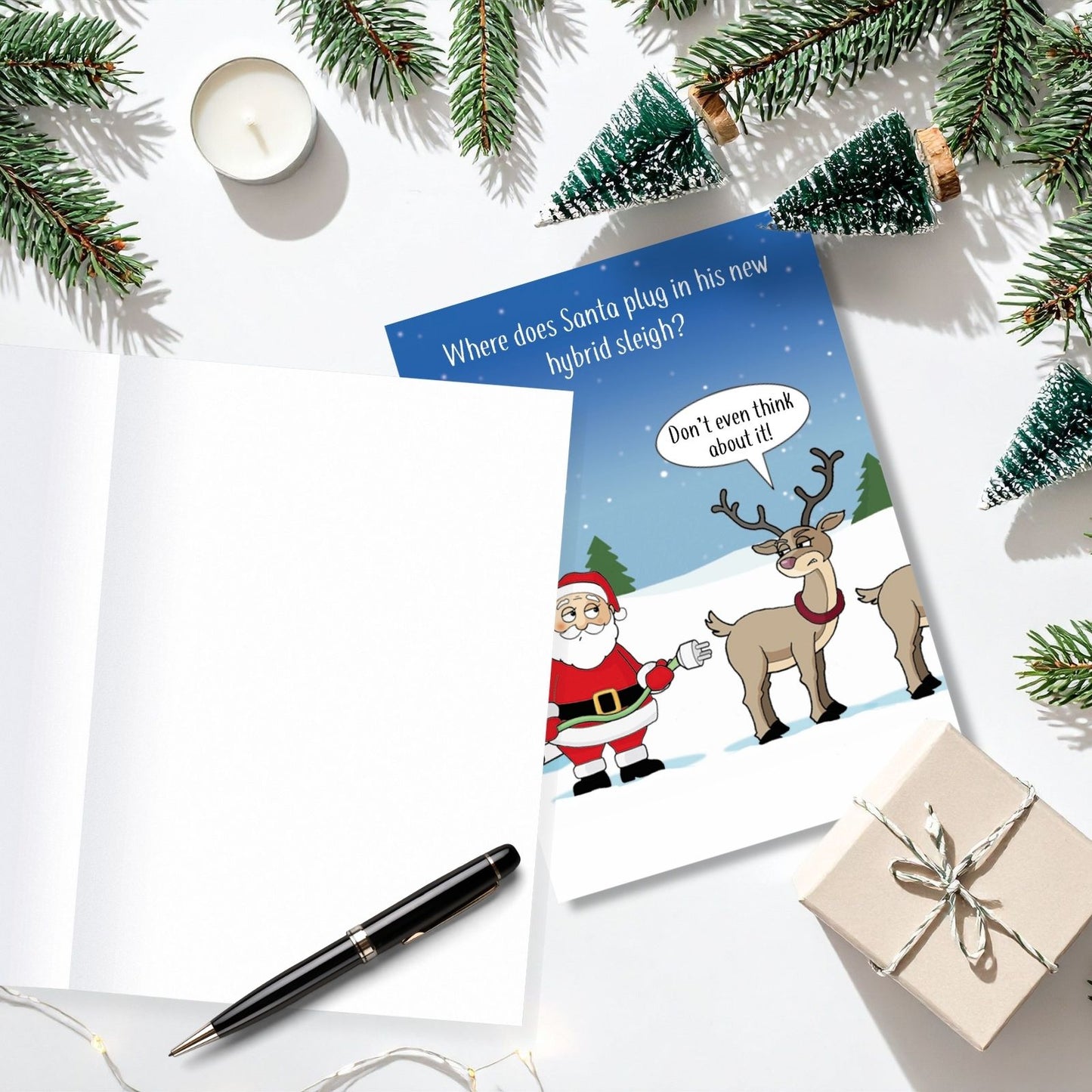 Twizler Humour Christmas Card Hybrid Sleigh Funny Xmas Greeting Blank Inside