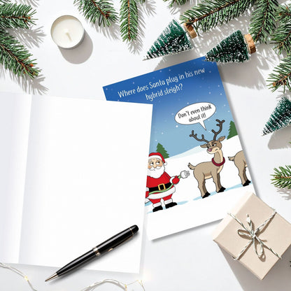 Twizler Humour Christmas Card Hybrid Sleigh Funny Xmas Greeting Blank Inside