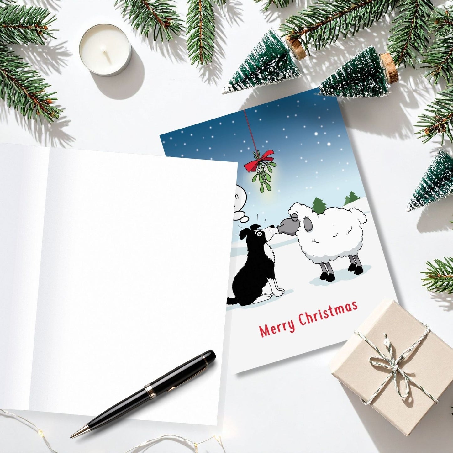 Twizler Humour Christmas Card Festive Sheep Dog Funny Xmas Greeting Blank Inside