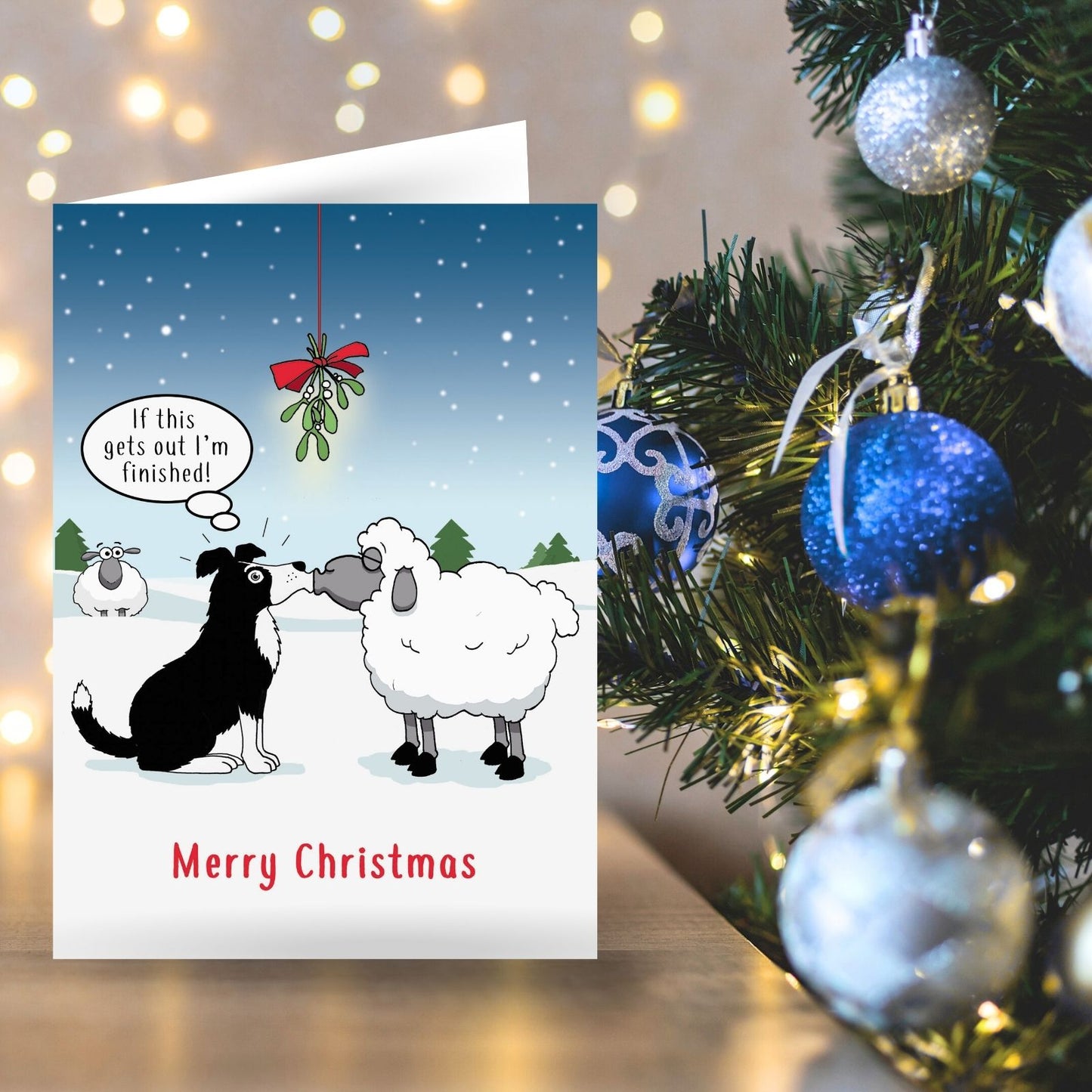 Twizler Humour Christmas Card Festive Sheep Dog Funny Xmas Greeting Blank Inside
