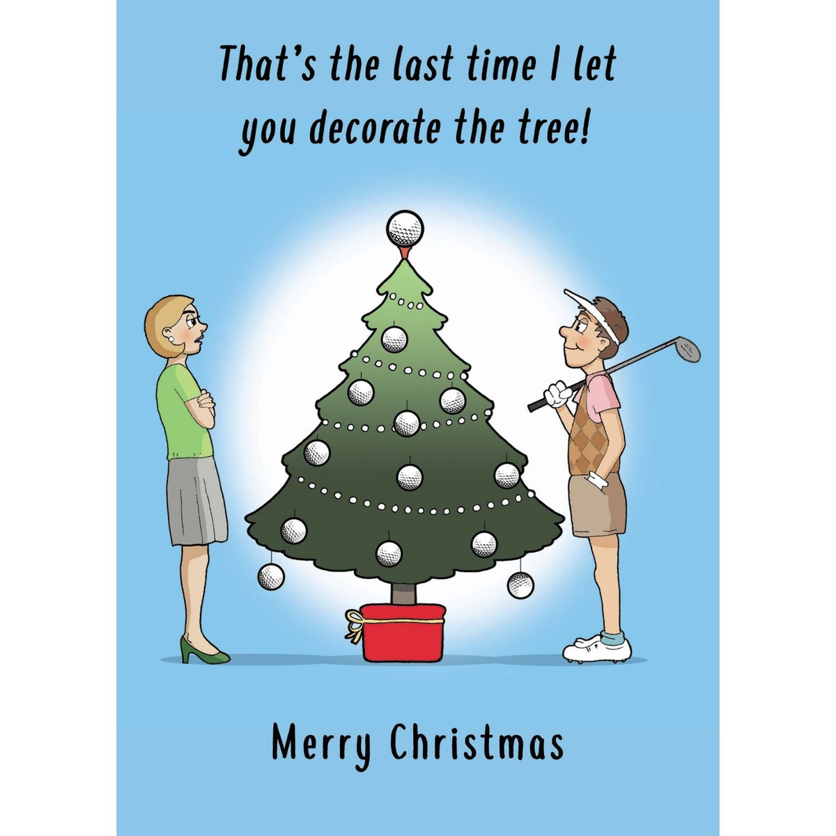 Twizler Humour Christmas Card Golf Baubles Tree Funny Xmas Greeting Blank Inside