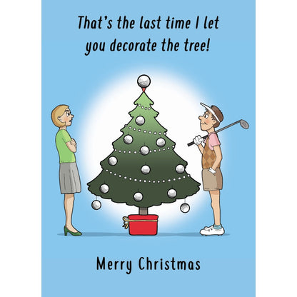 Twizler Humour Christmas Card Golf Baubles Tree Funny Xmas Greeting Blank Inside