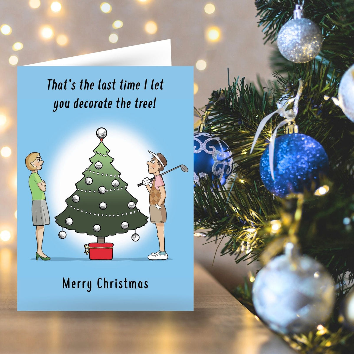 Twizler Humour Christmas Card Golf Baubles Tree Funny Xmas Greeting Blank Inside