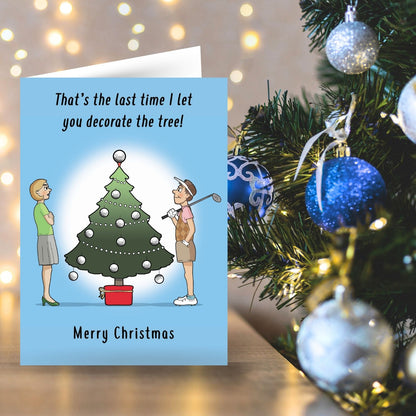 Twizler Humour Christmas Card Golf Baubles Tree Funny Xmas Greeting Blank Inside